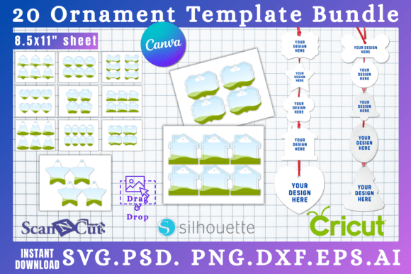 10 Christmas Ornament Template SVG Canva Graphics