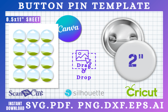 2 Button Pin Sublimation Canva Template