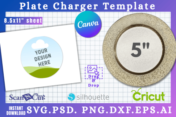 5 Plate Charger SVG Canva Template Graphics