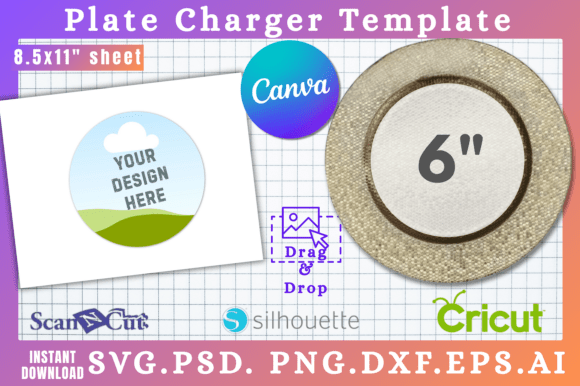 6 Plate Charger SVG Canva Template: Graphics for Real Local Branding