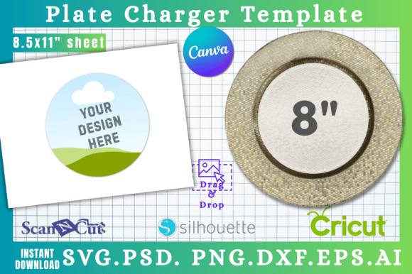 8 Plate Charger SVG Canva Template