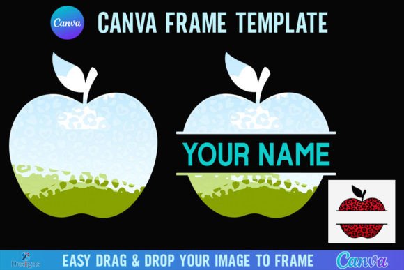 Apple Leopard Teacher Canva Frame Name Graphics