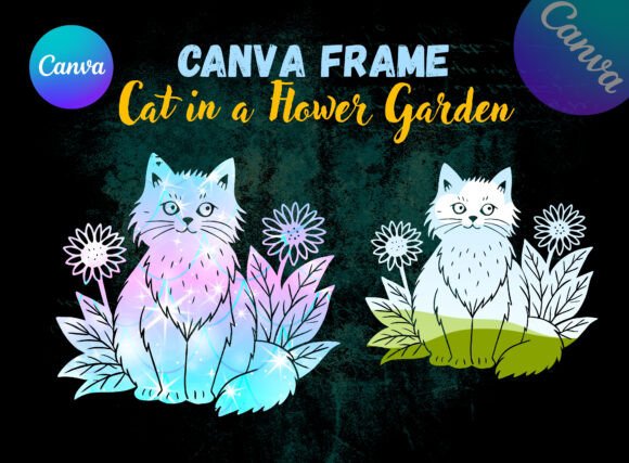 Canva Cat and Flower Frame Graphics