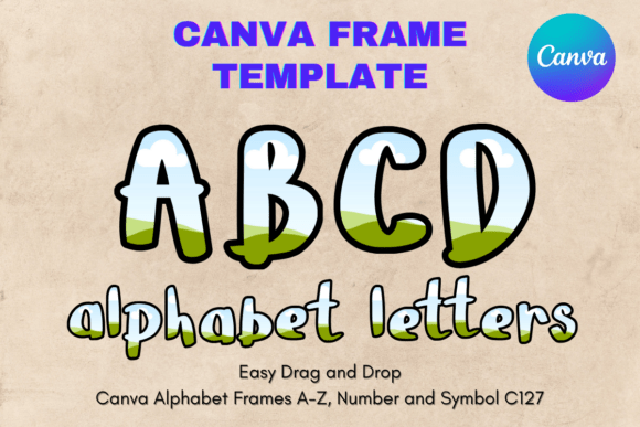 Canva Letters Frame Alphabet Template127 Graphics