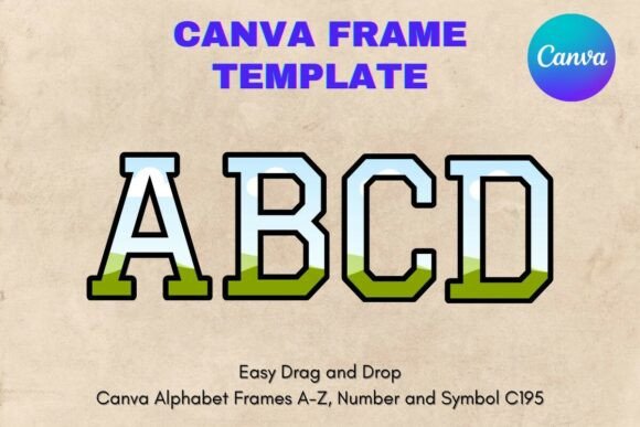 Canva Letters Frame Alphabet Template195 Graphics