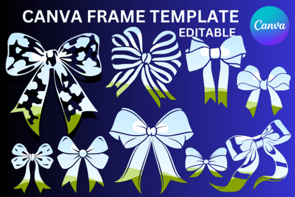 Coquettes 9 Bows Canva Frame Templates: Graphics for Playful Branding