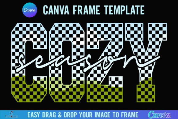 Cozy Season Canva Frame Fall Checkered Graphics