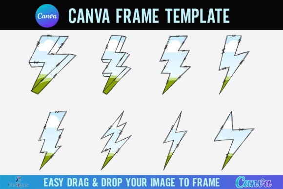 Doodle Lightning Bolt Canva Frame Flash Graphics