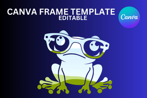 Frog in Big Glasses Canva Frame Graphics