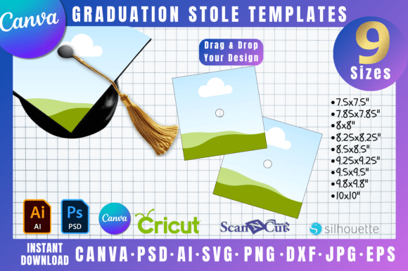 Graduation Cap Topper 9 Sizes: Canva Graphics for Brand-Ready Campaigns