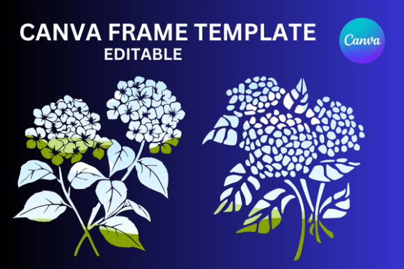 Hydrangea Stencil Canva Frame Graphics