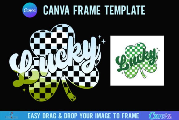 Lucky St Patricks Canva Checkered Clover Graphics