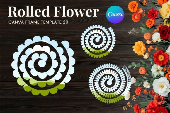 Rolled Paper Flower Canva Frame_20 Graphics