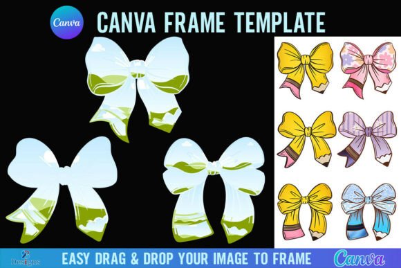 Teacher Pencil Bow Canva Frame Graphics